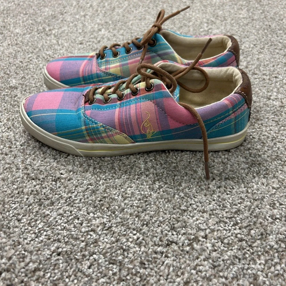 Vintage Y2K Baby Phat Canvas Shoes Womens Size 6 Multicolor Cat Sneakers Walking